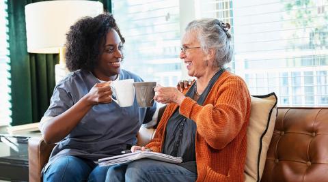two women enjoying coffee and conversations