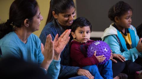 parents and children at a storytime