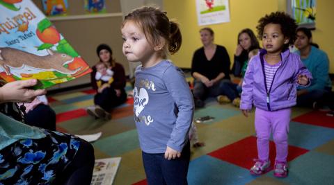 Kids standing at storytime