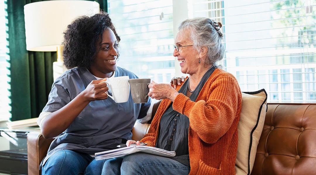 two women enjoying coffee and conversations